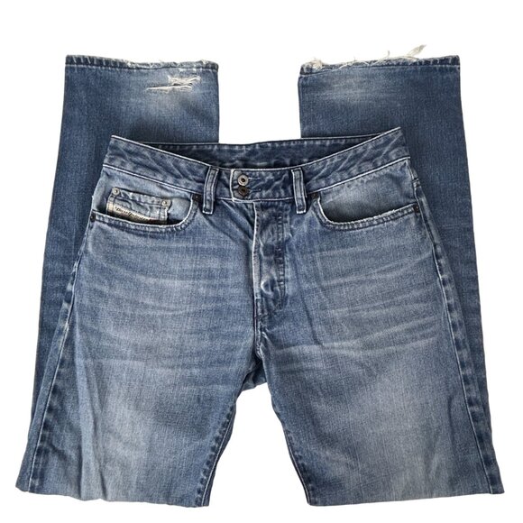 Diesel Jeans Men 30x30* Rabox Button Fly Blue Straight Leg Distressed Italy Fade - Picture 3 of 16